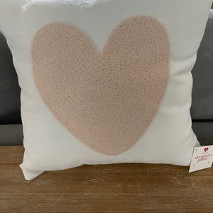 White with Pink Heart Valentine’s Throw Pillow